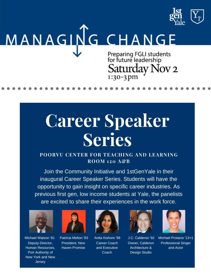 Invitation with text and photos of speakers