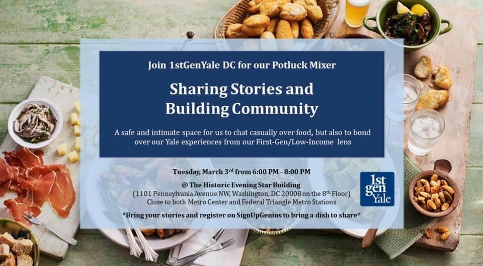 Invitation with text and images of food